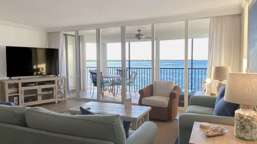 Condo Living Room with Water View