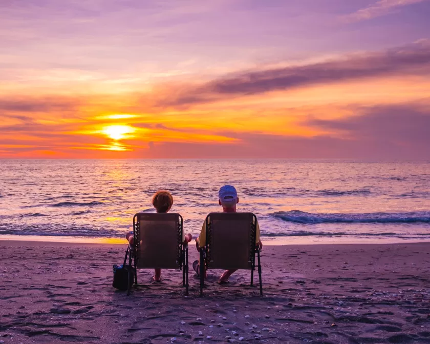 Couple watching sunset
